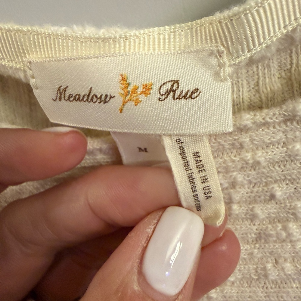 Meadow Rue Cream Ribbed Crop Top - Picture 3 of 4